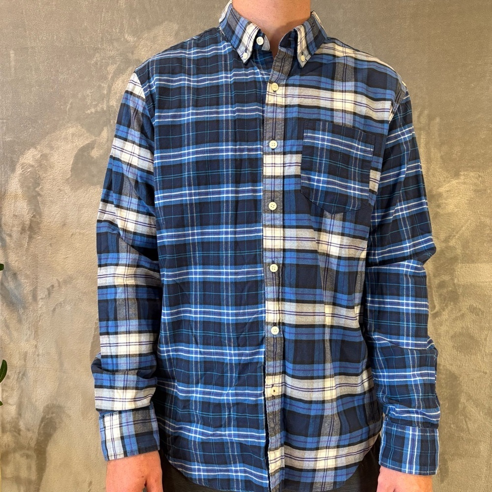American Eagle Plaid Asymmetrical Seriously Soft Long-Sleeve Shirt Mn’s Sz L